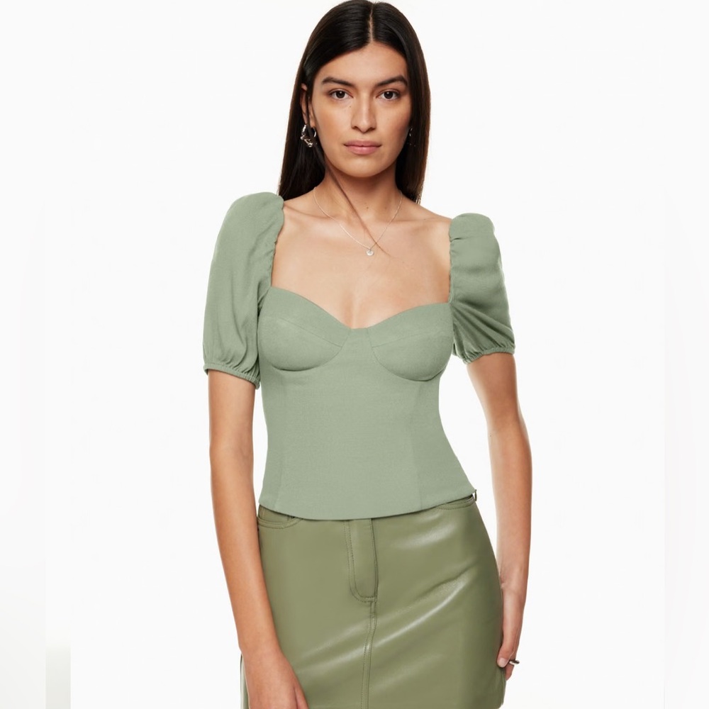 LIGHT BIRCH Aritzia Shortsleeve Novella Blouse
